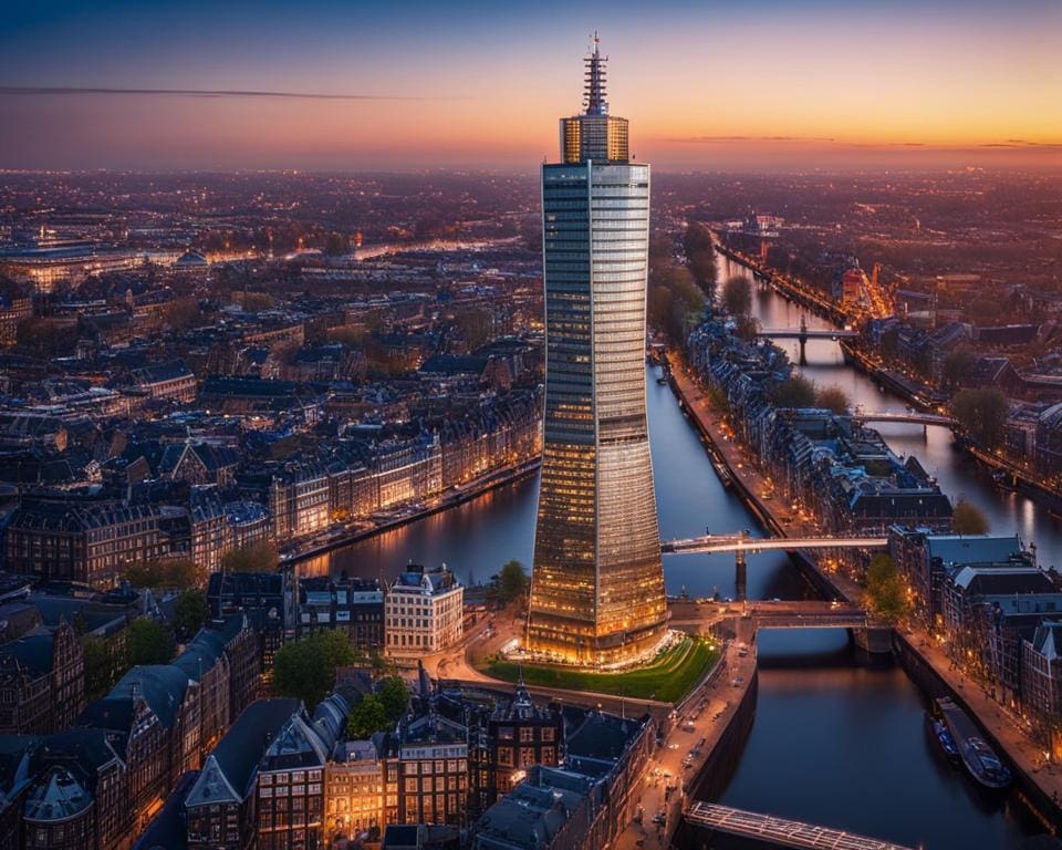 Nederland: De A'DAM Toren in Amsterdam beklimmen voor een panoramisch uitzicht.