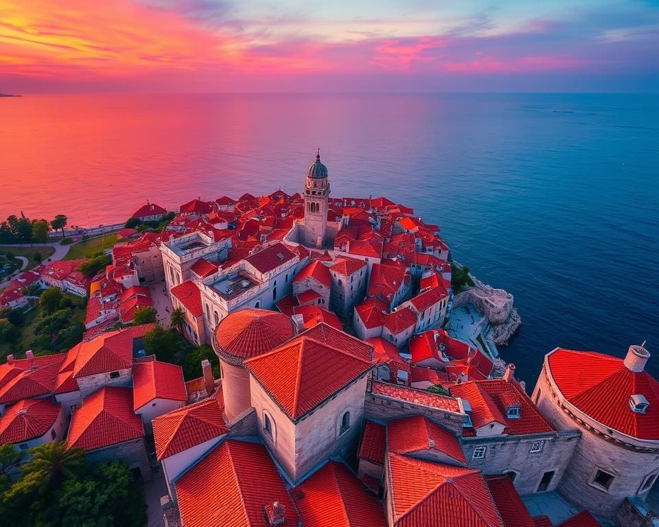 panoramisch uitzicht op stadsgezicht Dubrovnik